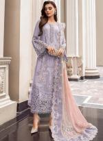 Organza Light Purple Party Wear Embroidery Work Pakistani Salwar Kameez